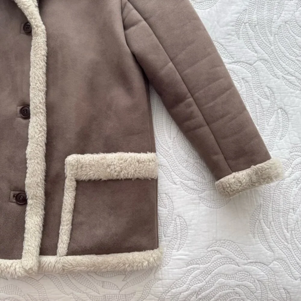 Abercrombie & Fitch - Faux Shearling Coat - Taupe - Picture 4 of 10